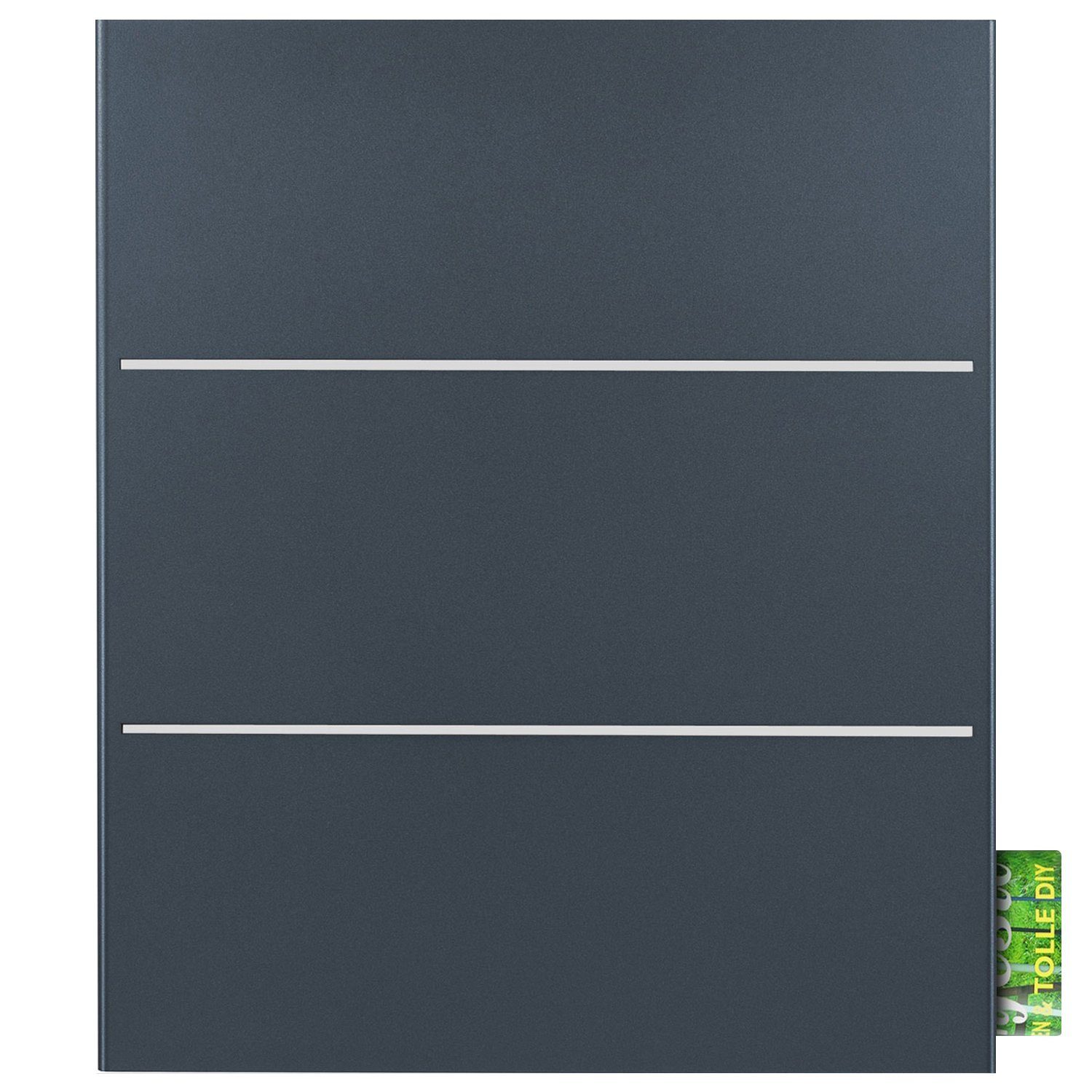 MOCAVI Briefkasten MOCAVI Box 141R Design-Briefkasten mit Zeitungsfach anthrazit-grau (RAL 7016) mit Edelstahl-Detail, integriert, passender Verschluss (zusätzlich bestellbar) für Wetterseite, beidseitig nutzbar: Box Vers 1 7016, Box Vers 1 VA