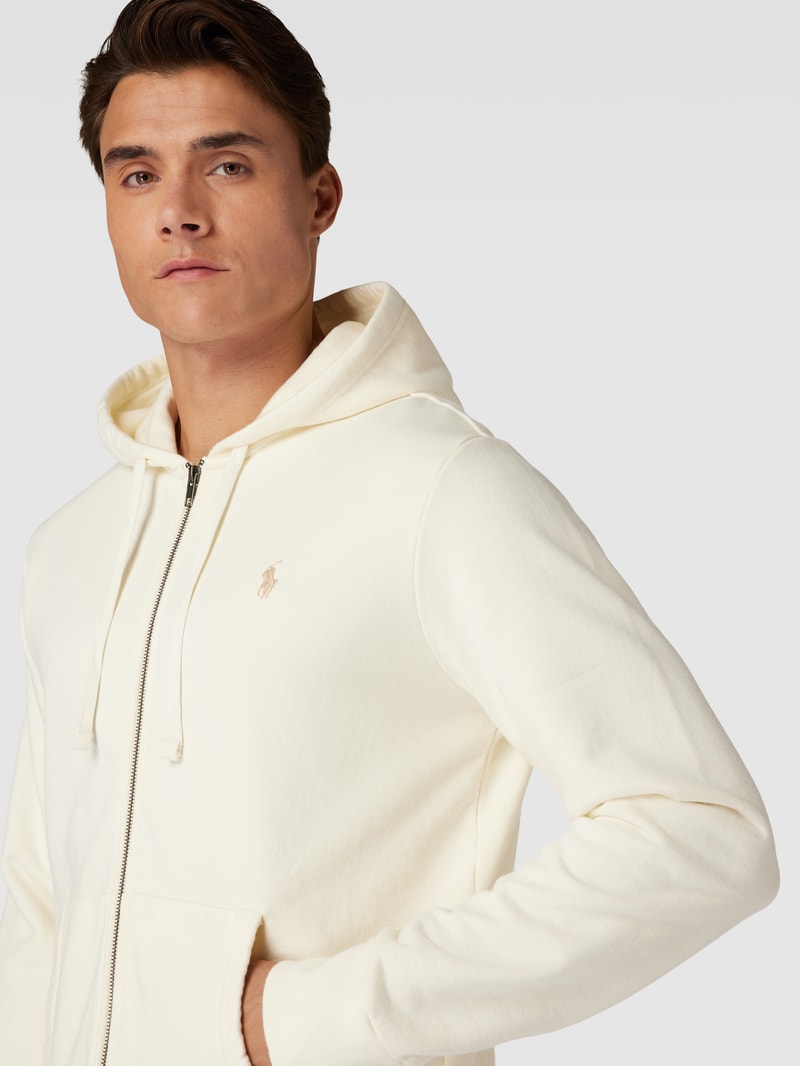 Sweatjacke mit Label-Stitching in sand