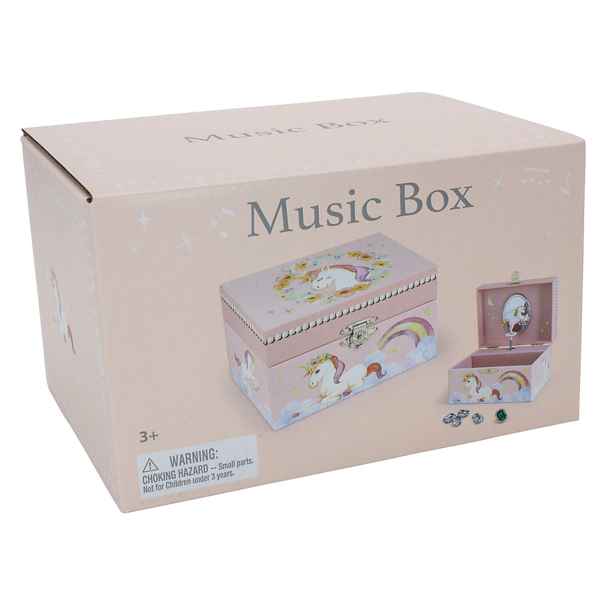 Kinder Spieluhr Schmuckkästchen für Mädchen Schmuckbox pink, Einhorn - Melodie: Schwanensee - 92059