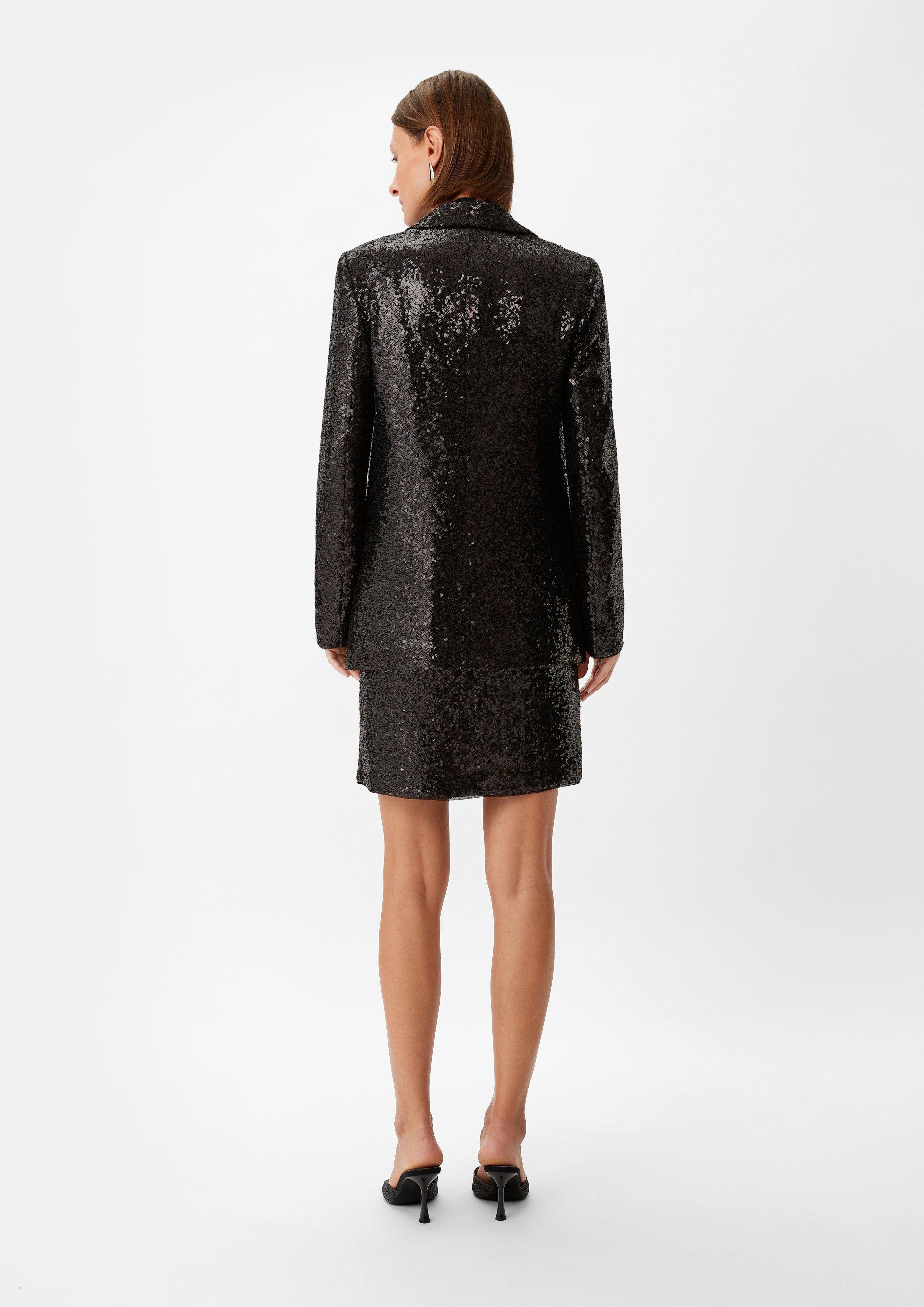 Comma Blusenblazer Longblazer mit Pailletten Pailletten