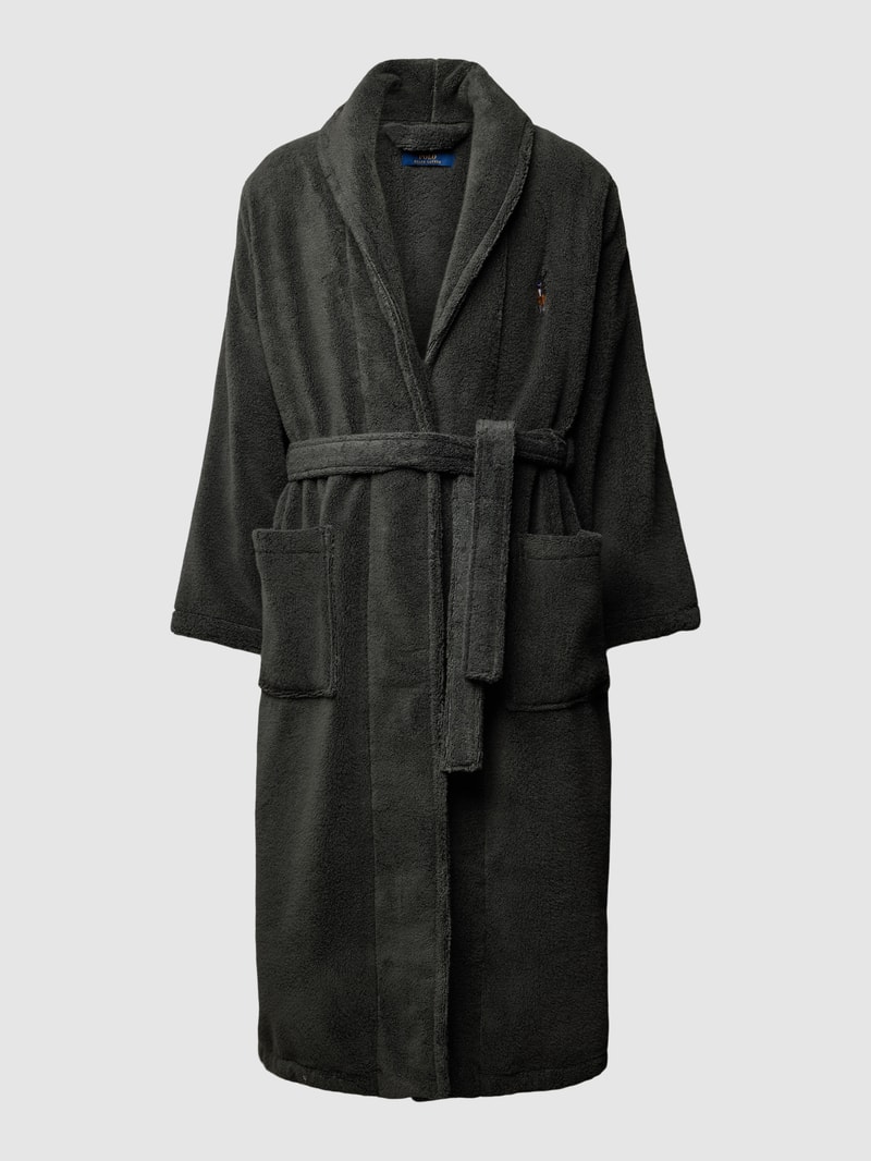 Bademantel mit Label-Stitching in dunkelgrau