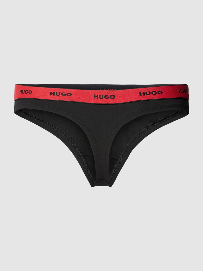 String mit elastischem Logo-Bund in schwarz