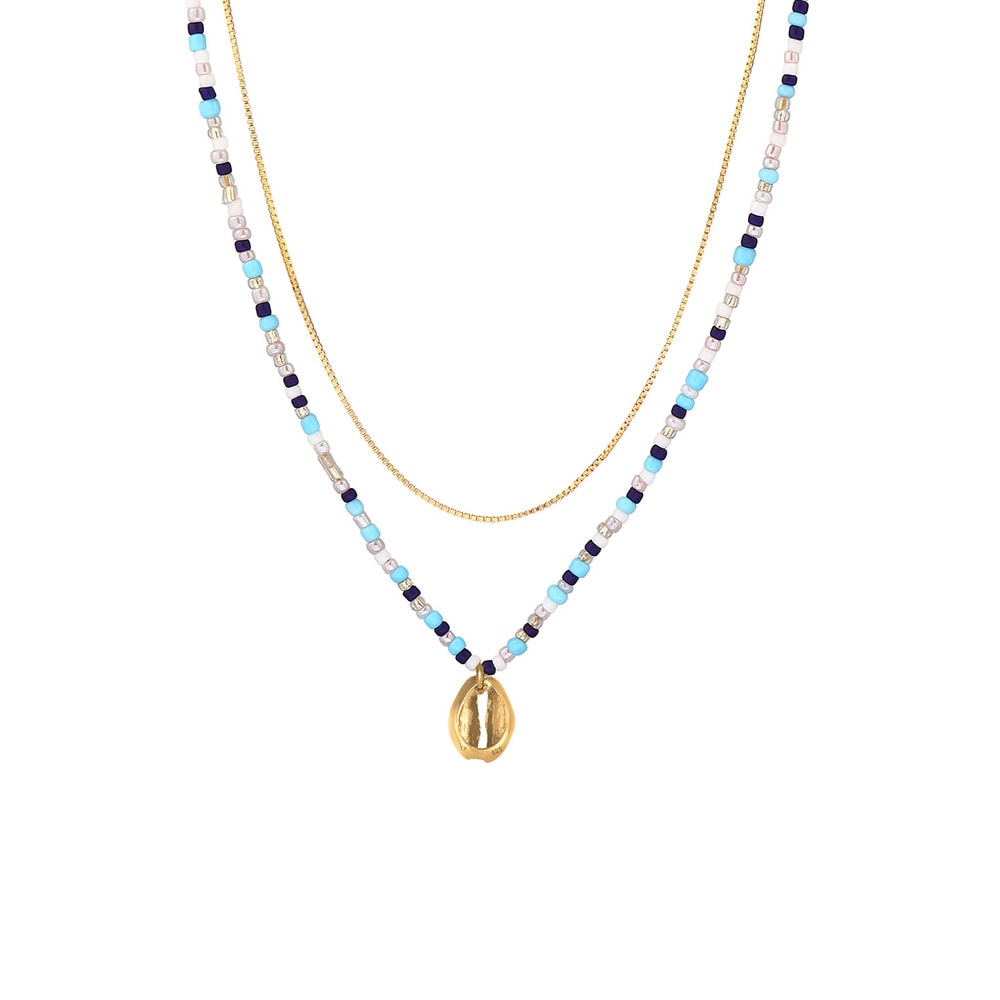 Elli Elli Collier Femmes Couche Coquillage Pendentif Perles de verre Coloré Été Trend  collier