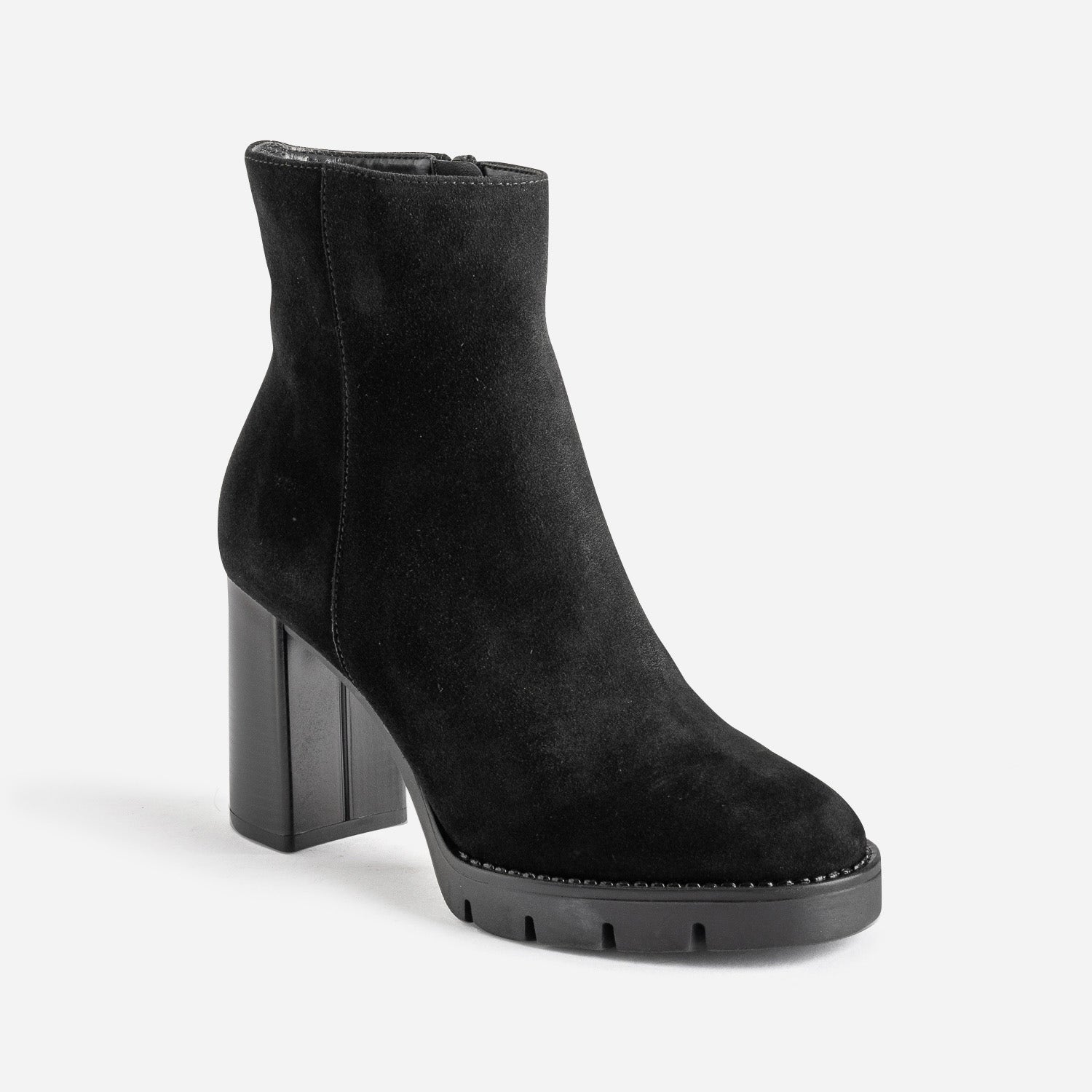 Boots TEXTO en cuir noir à talon