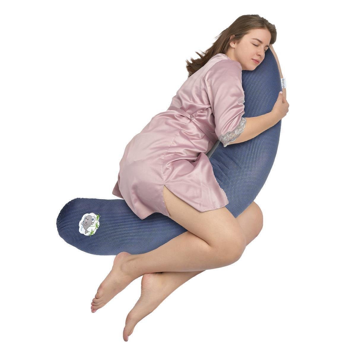 SEI Design Stillkissen Seitenschläferkissen Babynestchen mit EPS Mikroperlen, Schwangerschaftskissen mit Bezug, Bezug 100% Baumwolle