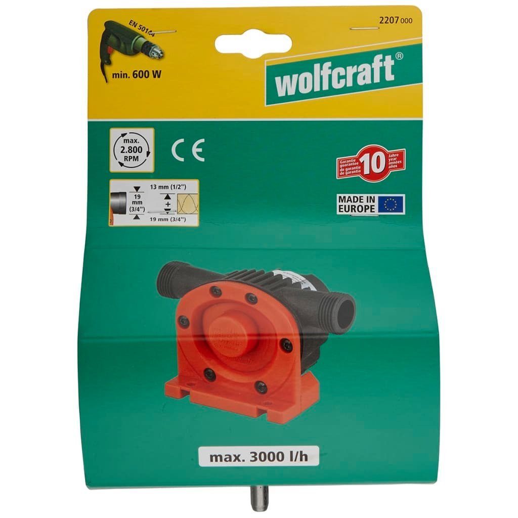 Wolfcraft Schmutzwasser-Tauchpumpe Bohrmaschinen-Pumpe 3000 l/h S=8 mm 2207000
