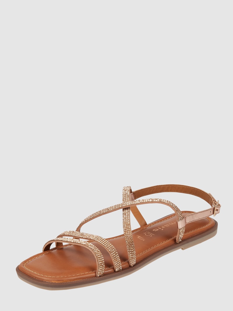 Sandalen mit Strasssteinen in kupfer