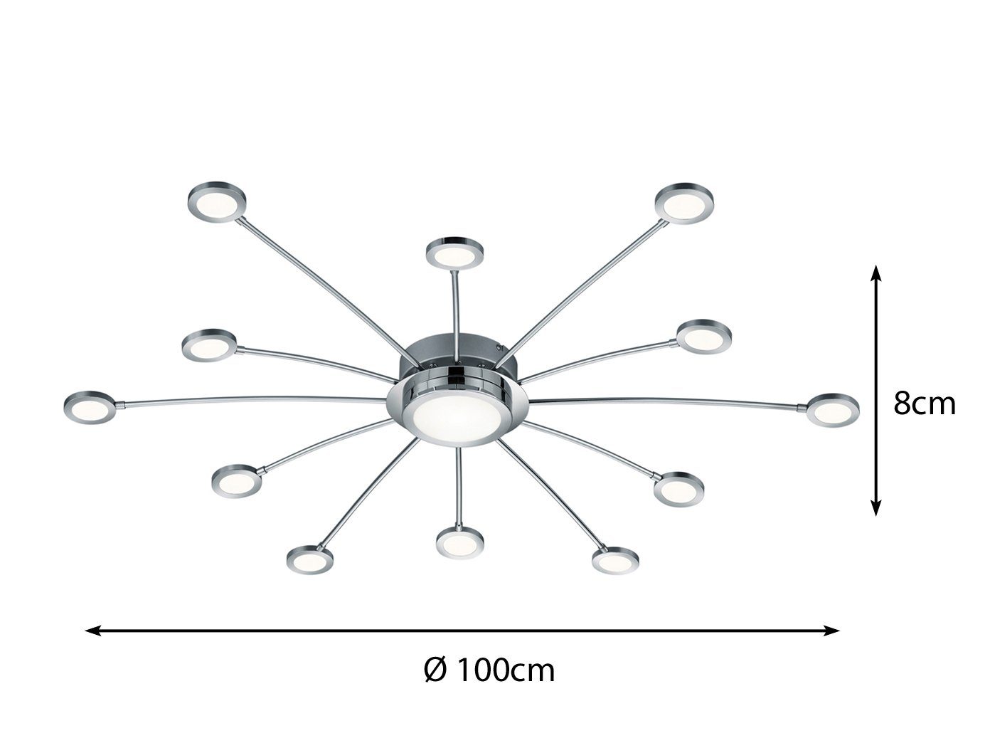 TRIO LED Deckenleuchte, Dimmfunktion, LED fest integriert, Einstellbar: Warmweiß - Neutralweiß - Tageslichtweiß, ausgefallene große flach-e Design-er Treppenhaus Beleuchtung Ø 100cm