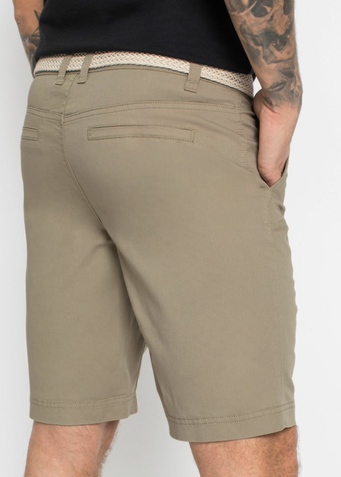 Stretch-Chino-Bermuda mit Gürtel, Regular Fit