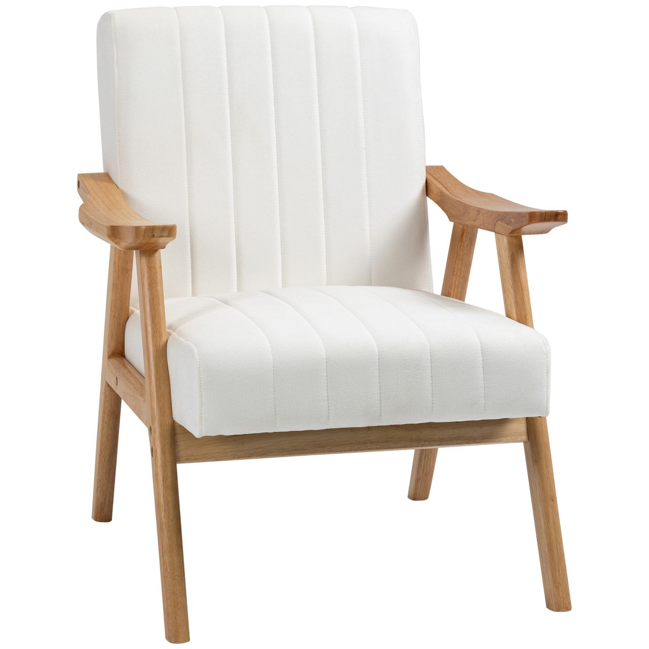 HOMCOM Polstersessel Wohnzimmersessel mit Armlehnen Naturholz Farbe: Creme
