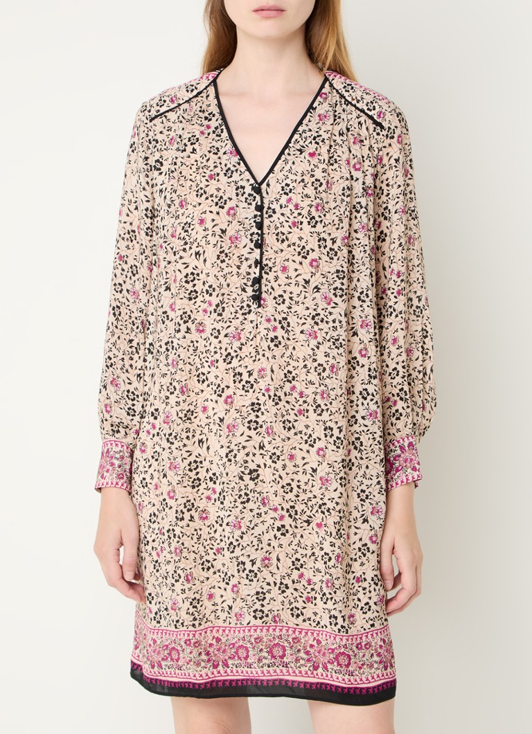 Robe tunique courte Gerard Darel Saline à imprimé floral et poches latérales
