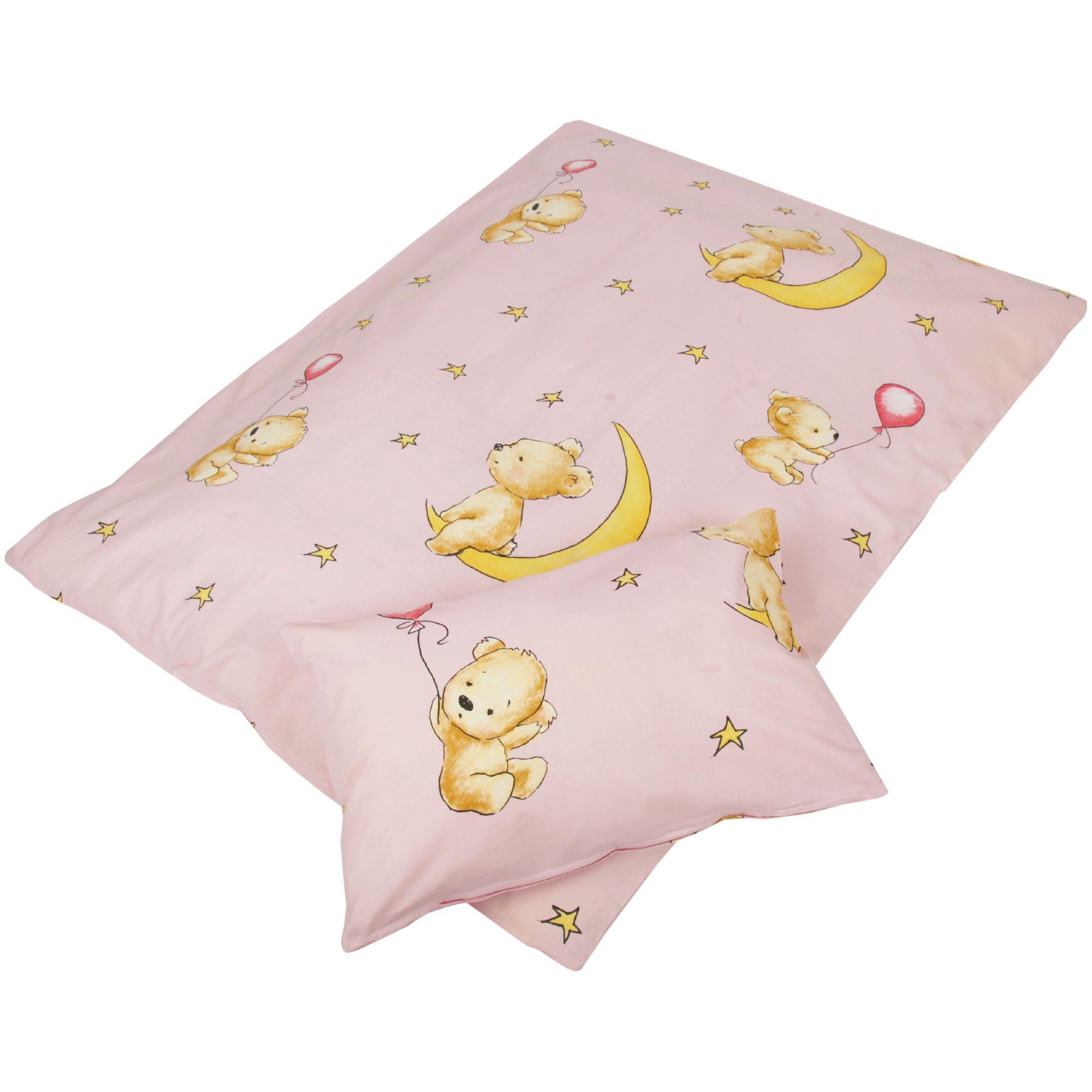Kinderbettdecke + Kopfkissen, Kinder Betten-Set inkl. Bettwäsche, Bestgoodies, Füllung: 100% Polyester, Klimafaser, 2-tlg (100x135cm / 40x60cm) Bettdecken Set, Bettbezug aus 100% Baumwolle - Steppbett waschbar bei 95°C