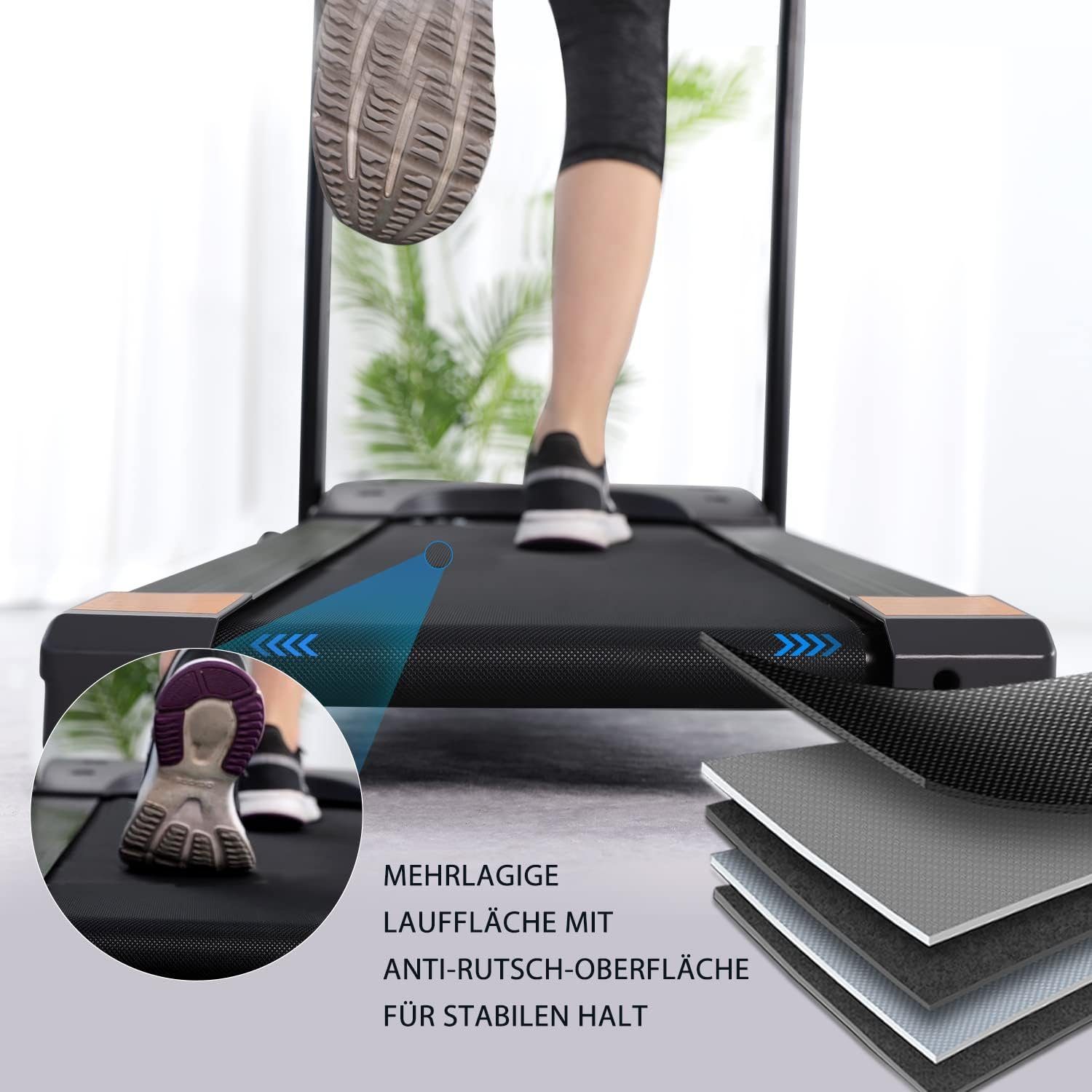 ISE Laufband (LCD Display&Bluetooth APP, verstellbar Programmen, SY-1007), klappbar für zuhause, 750W Motor für Lauftraining mit LCD Display