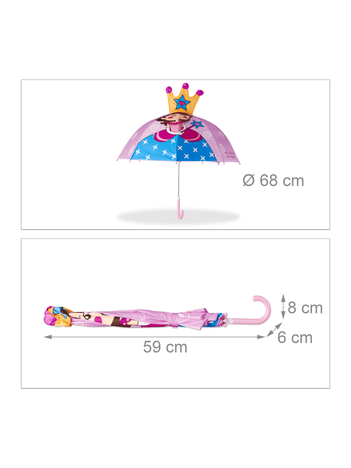 relaxdays Kinderregenschirm Prinzessin in Rosa günstig kaufen onesize