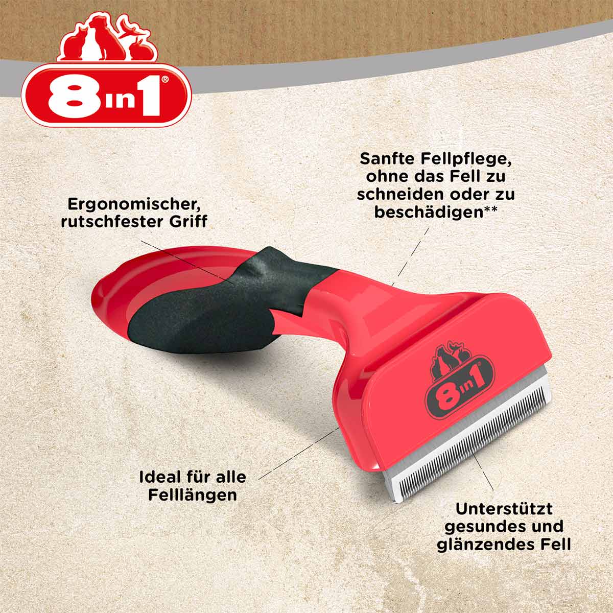 8in1 Unterfellbürste Perfect Coat DeShedder Hund M bei ZooRoyal
