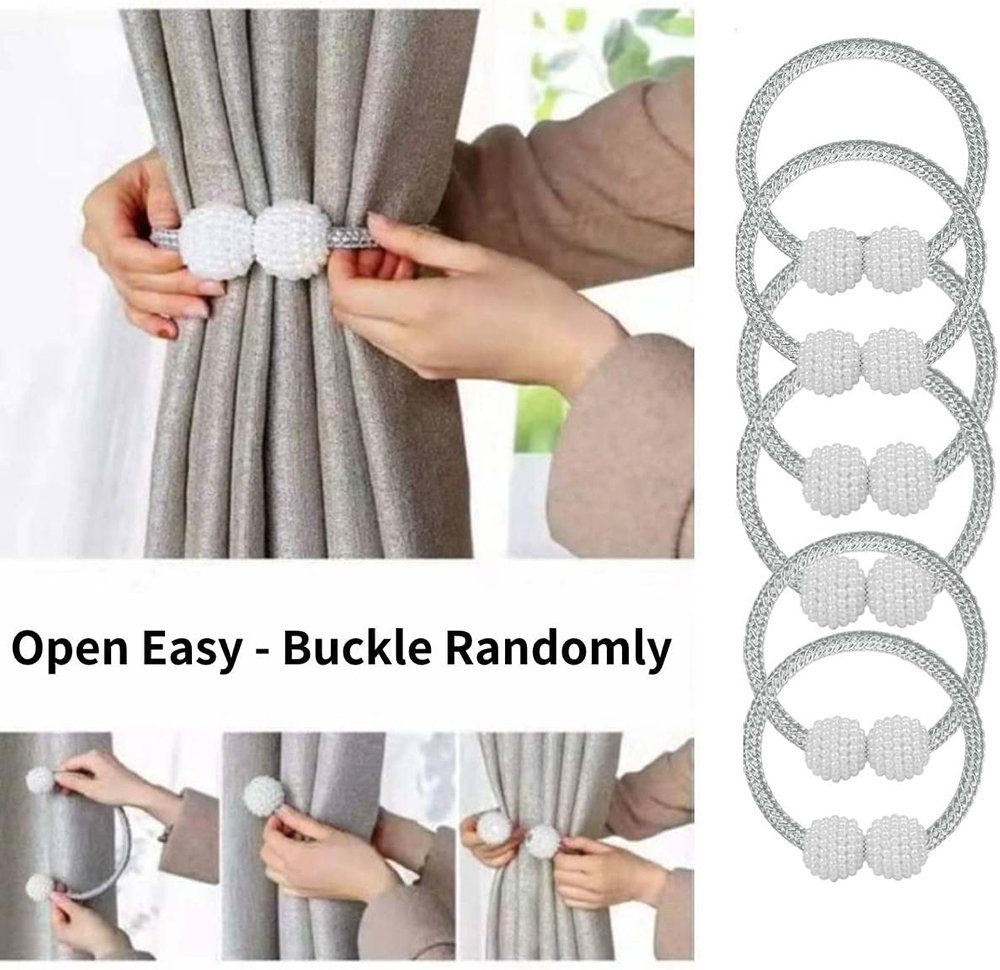 Dekoklammer für Raffhalter 6 Stück Vorhang Raffhalter Zugband Magnetisch, Wunderwelt, (Binder Clips Gardinenhalter, Fur Haus Dekoration Büro (grau), Vorhanghalter Seil Vorhang