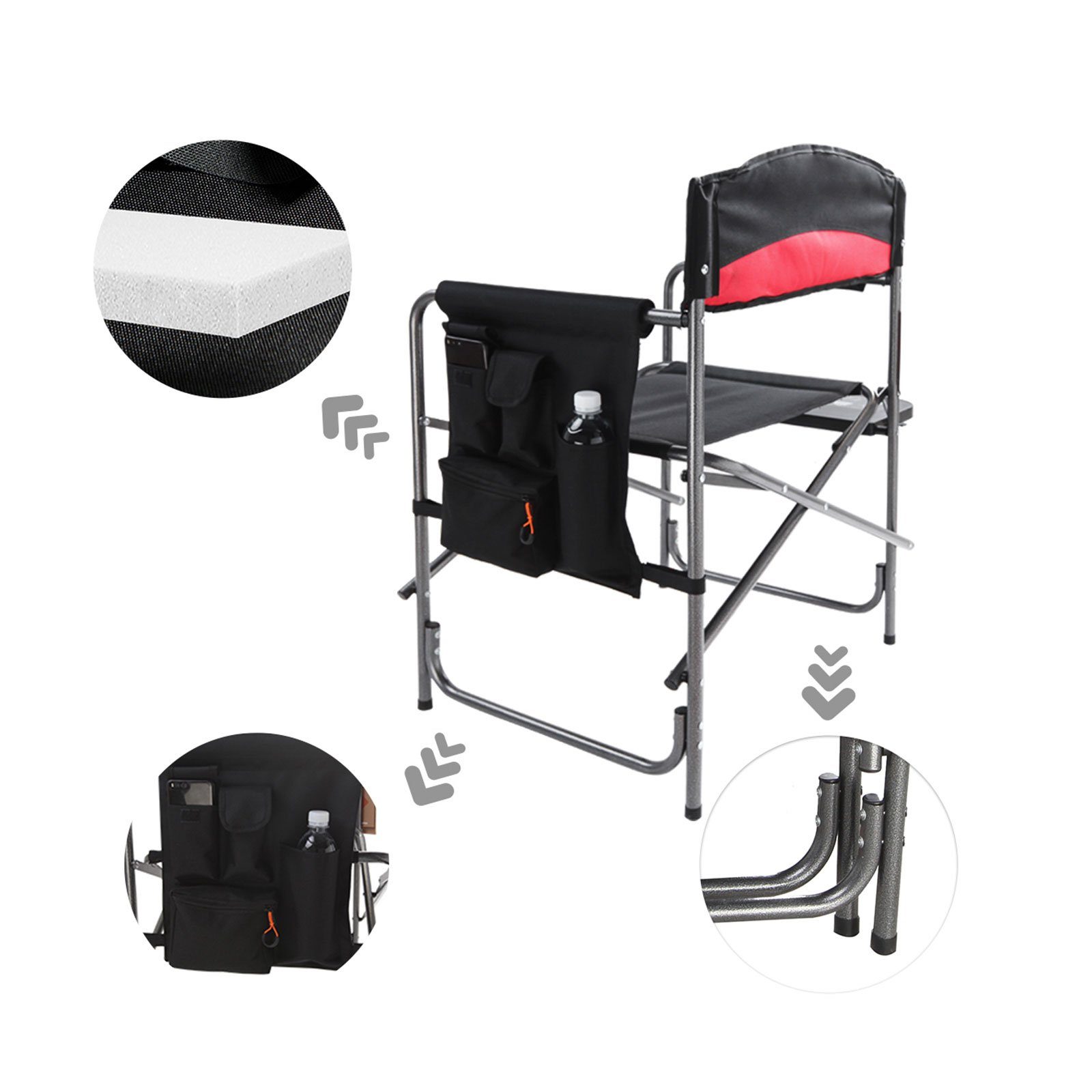 KingCamp Campingstuhl Regie Stuhl XL Director Camping Falt Klapp, Sessel Armlehne Tisch 180 kg