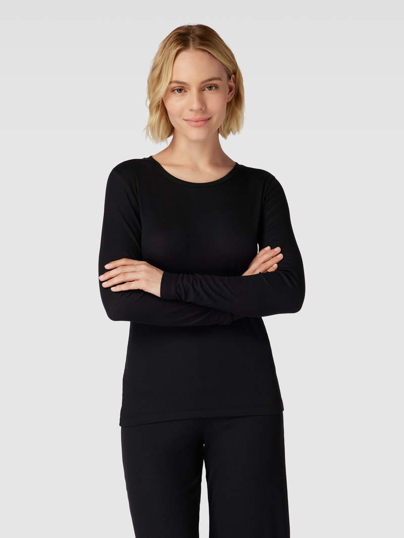 Longsleeve mit Rundhalsausschnitt Modell 'Jaaleaa' in schwarz