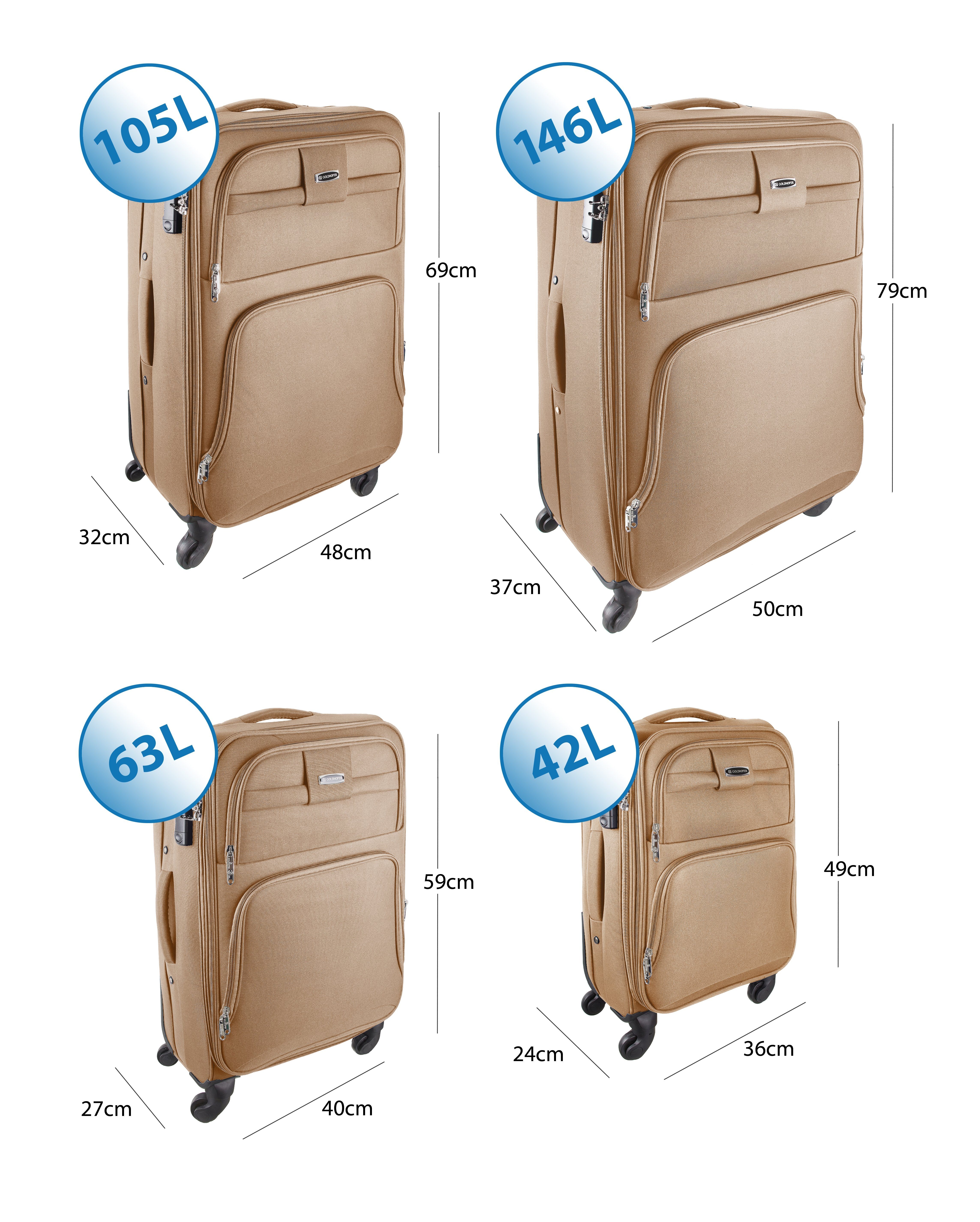 Goldhofer Kofferset Stilvoll, praktisch & in 4 Größen für eine wundervolle Reise, (Set, 4 TLG), 360° Leichtlaufrollen