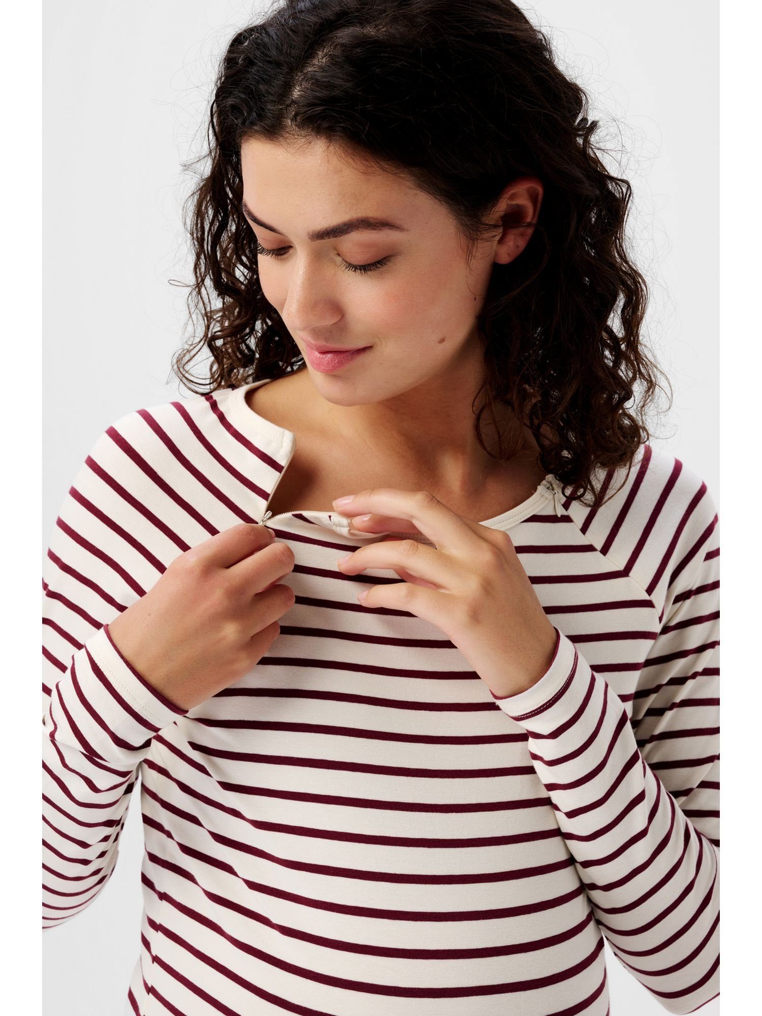 ESPRIT maternity Umstandsshirt Gestreiftes Longsleeve mit Stillfunktion