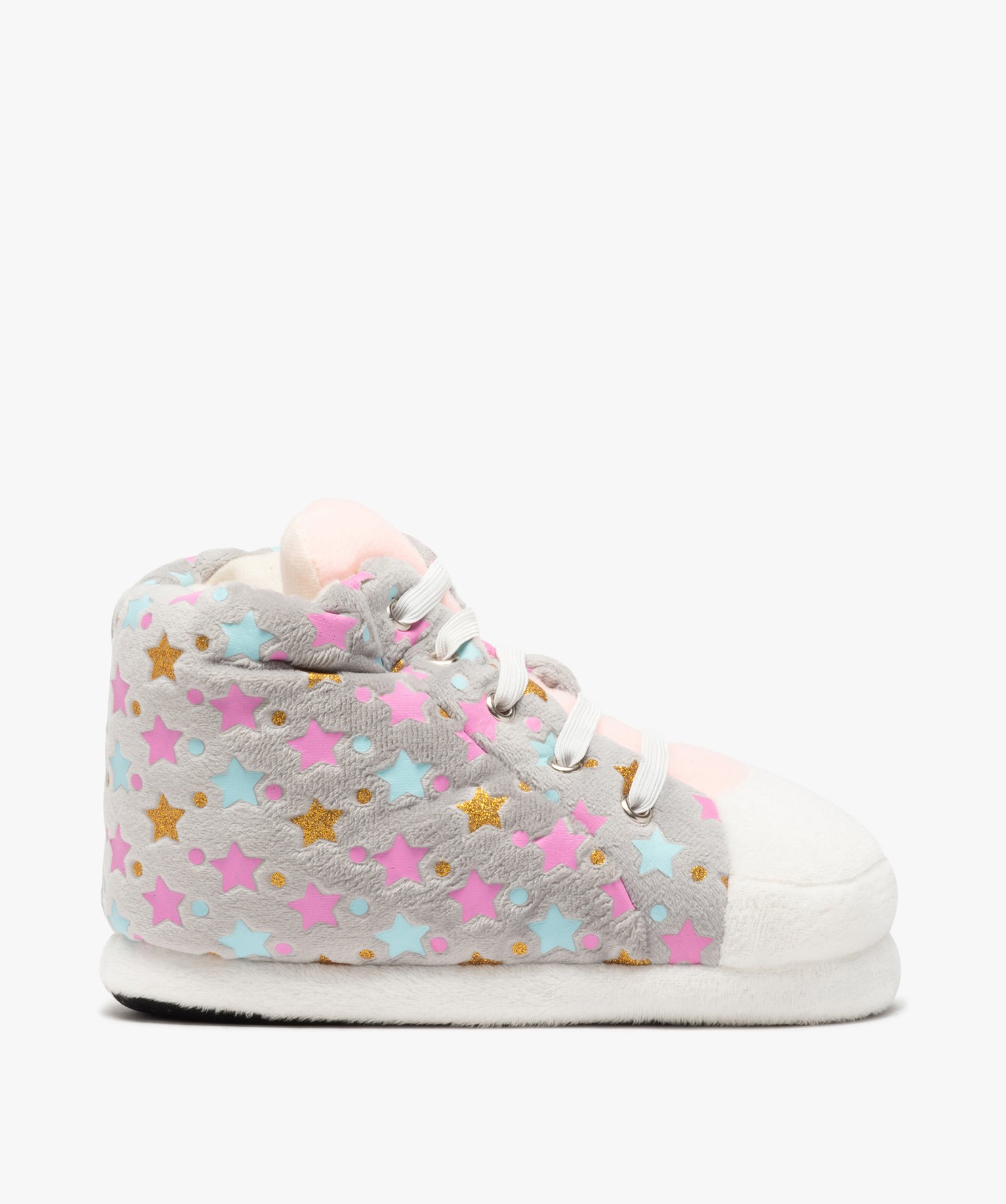 Chaussons fille 3D en forme de baskets montantes gris | GEMO