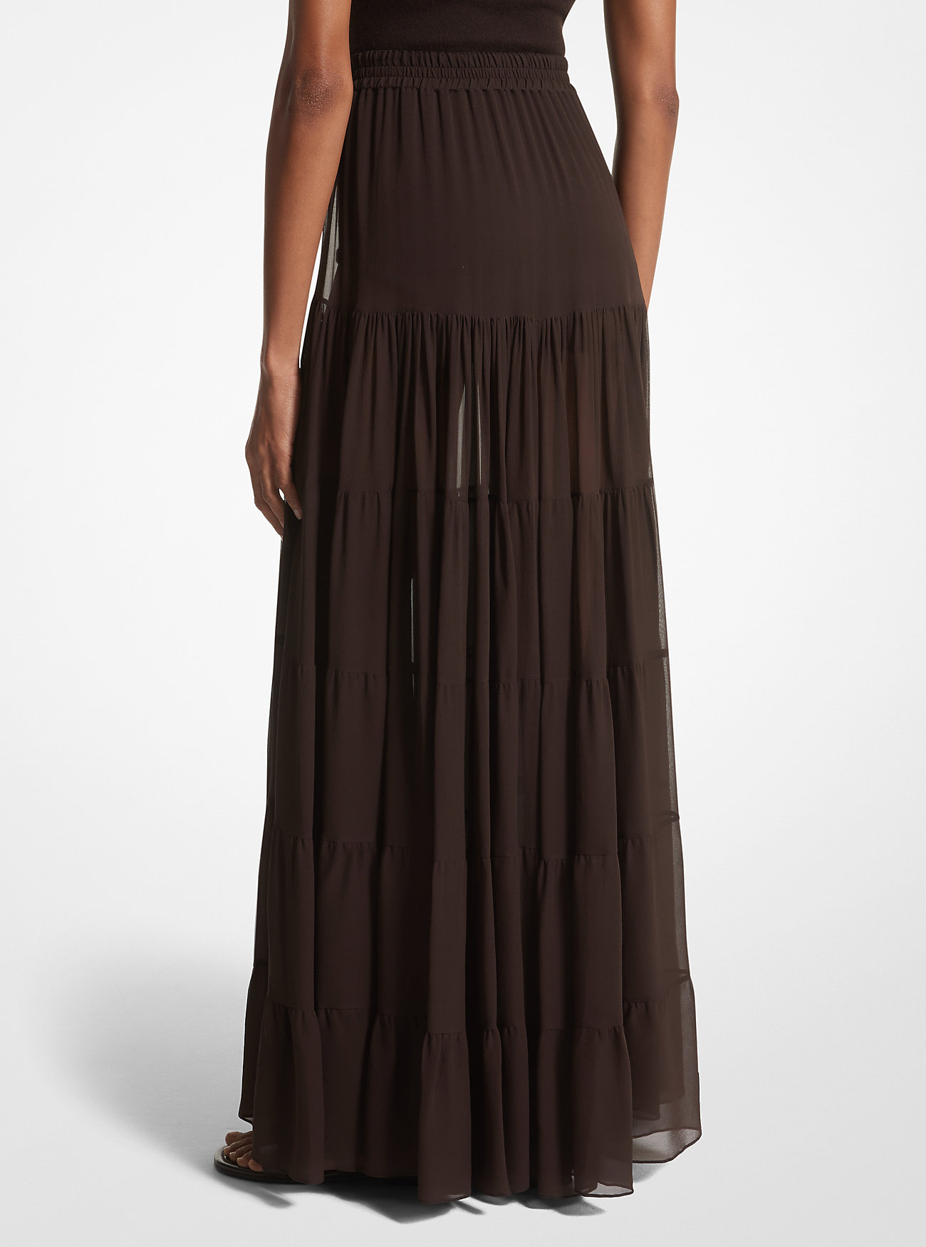 Silk Chiffon Skirt - CHOCOLATE