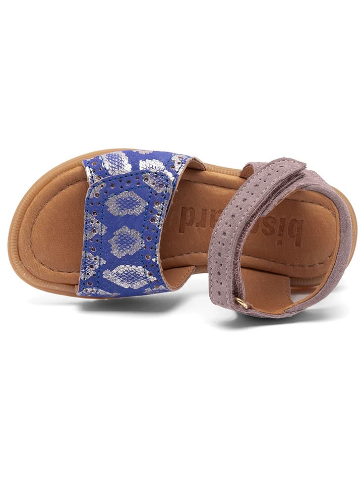 bisgaard Leder-Sandalen in Lila/ Blau/ Silber günstig kaufen