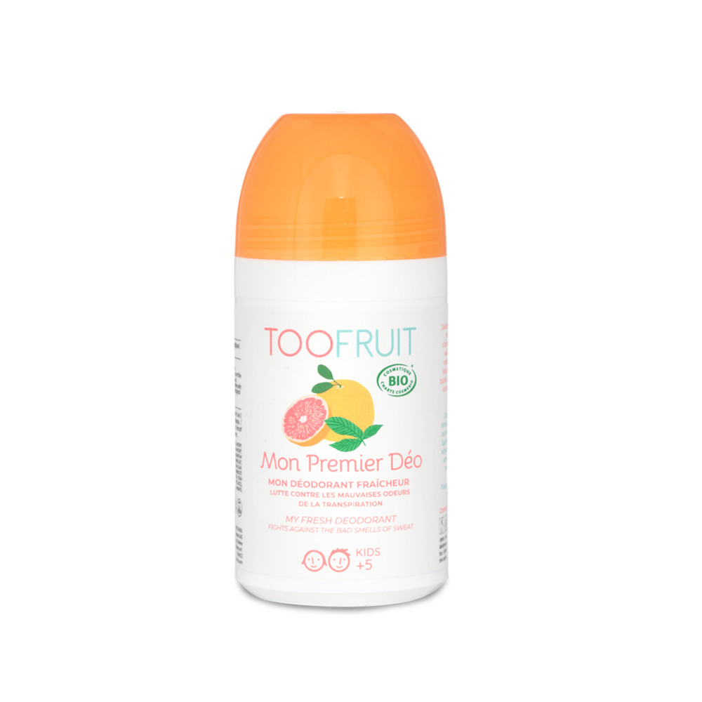 toofruit Mon Premier Déodorant BIO  Pamplemousse- Menthe Déodorant peau sensible sans alcool ni sels d'aluminium.