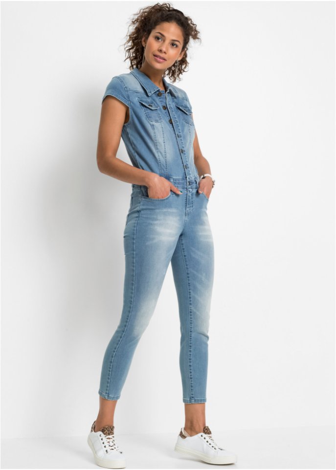 Jeans-Jumpsuit mit Knöpfen