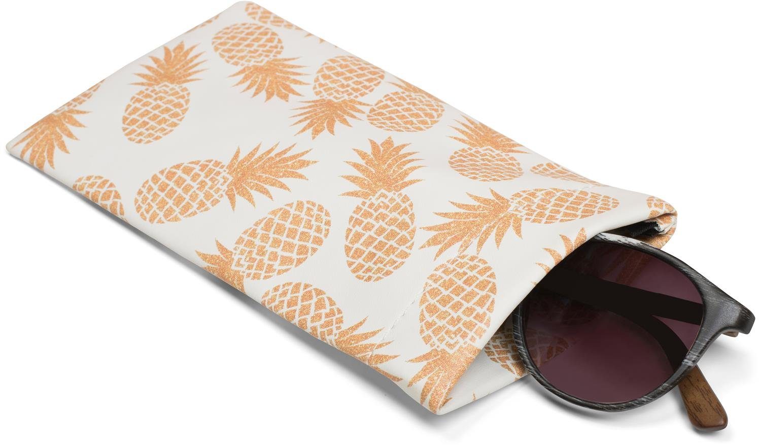 styleBREAKER Brillenetui, Brillenetui Ananas mit Putztuch