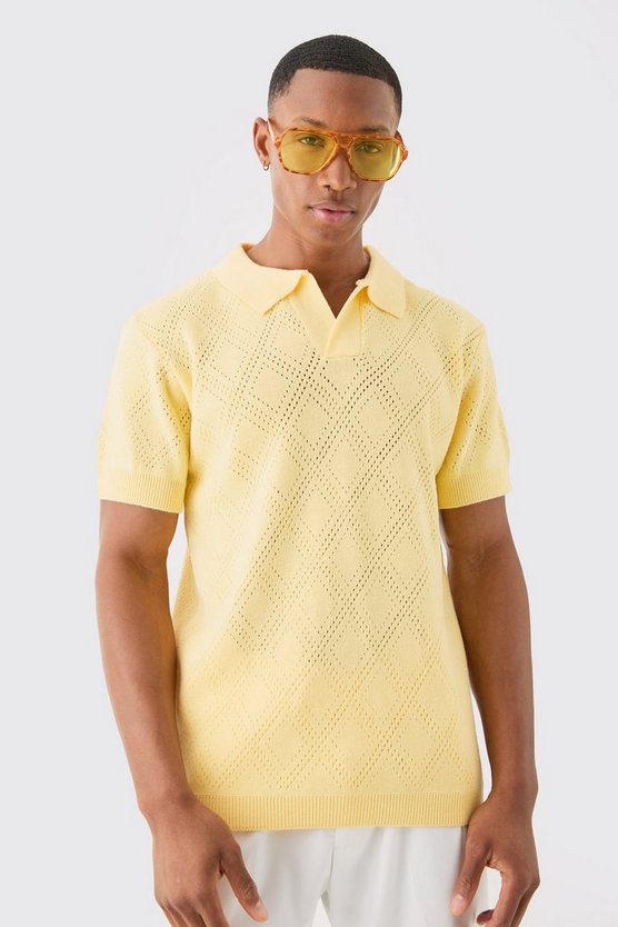 Gelbes Poloshirt mit Naht