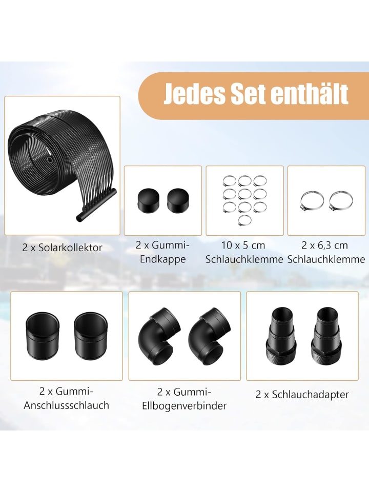 COSTWAY Solarkollektor Poolheizung 5m in Schwarz günstig kaufen onesize