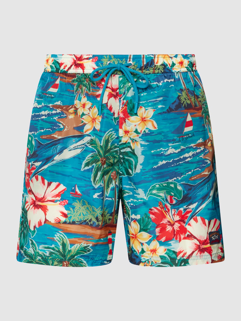Badehose mit Allover-Muster in blau
