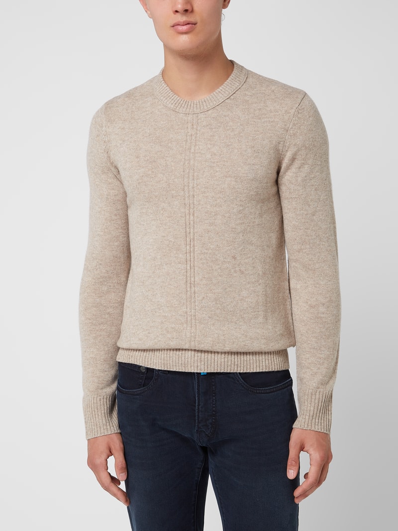 Pullover aus Lammwollmischung Modell 'Mablake' in taupe meliert