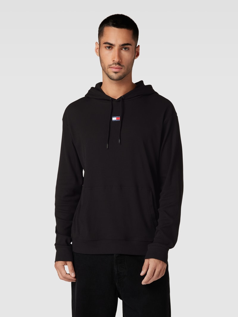 Hoodie mit Rippenstruktur Modell 'HERITAGE' in schwarz