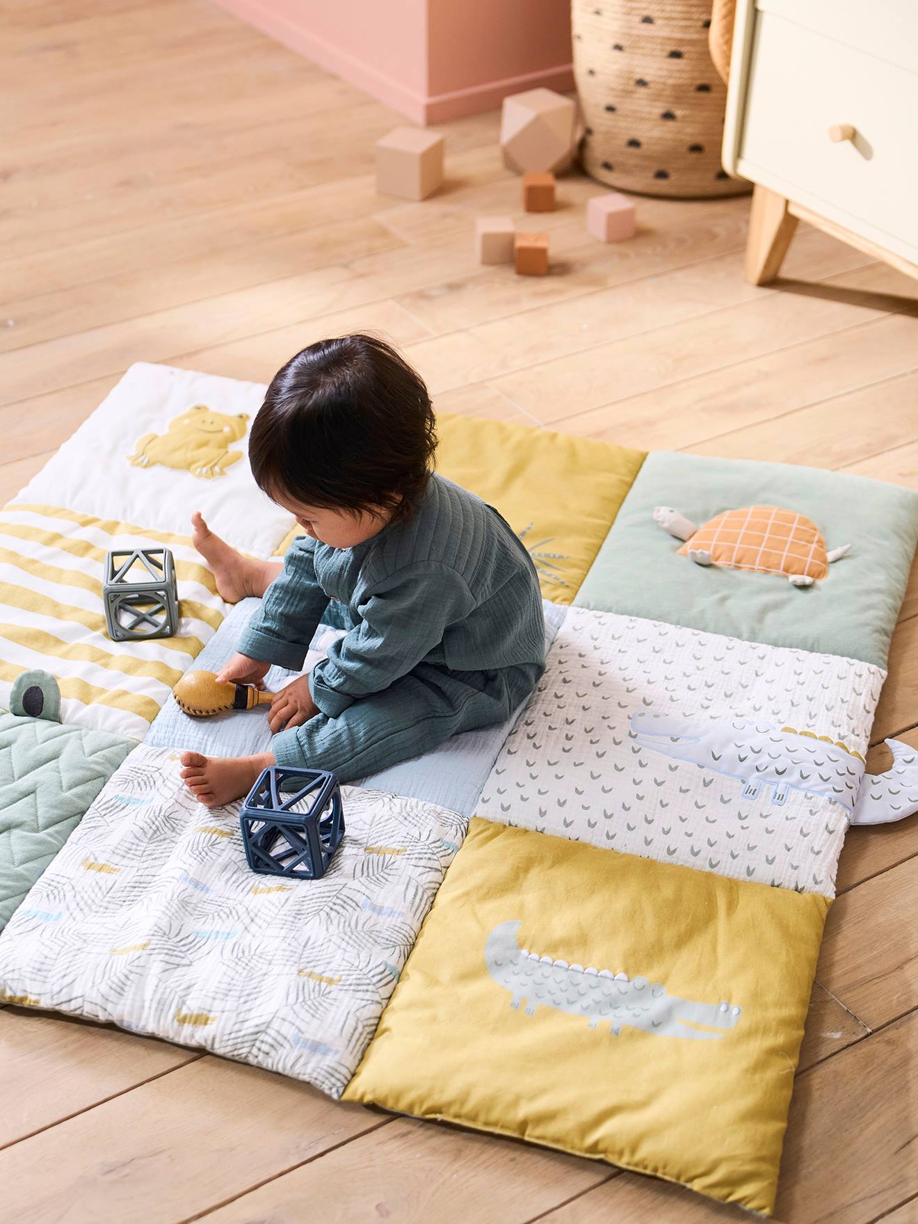 Vertbaudet Baby Spieldecke/ Laufstalleinlage TREK Oeko-Tex - mehrfarbig/krokodil