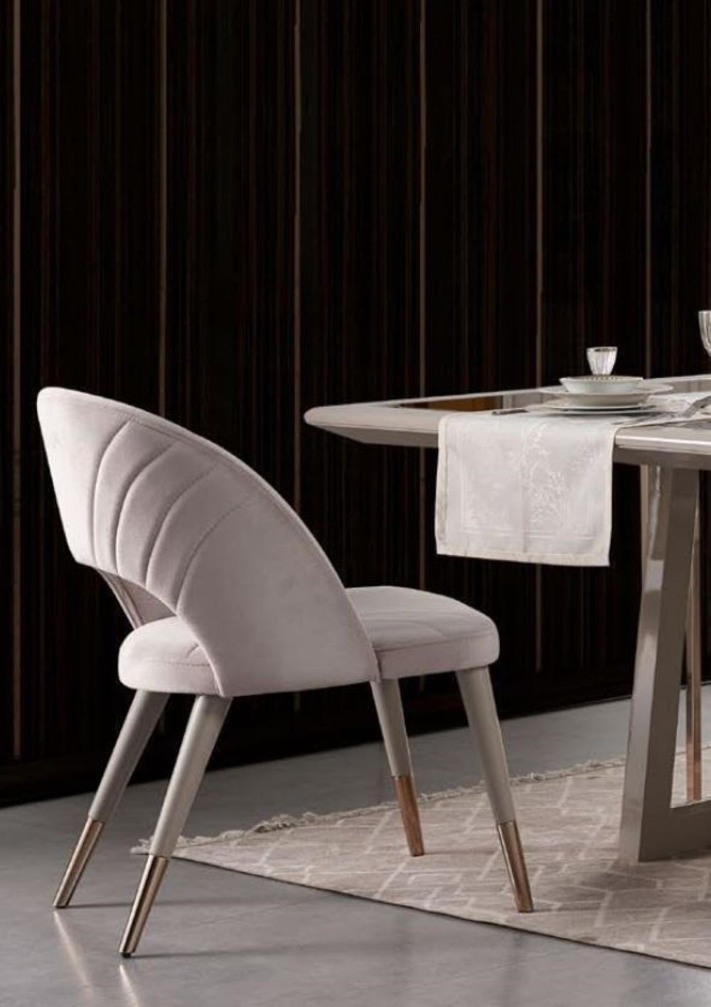 JVmoebel Esszimmer-Set Esszimmermöbel Set Esszimmer Garnitur 7tlg Esstisch Stühle Beige Holz, (7-St)