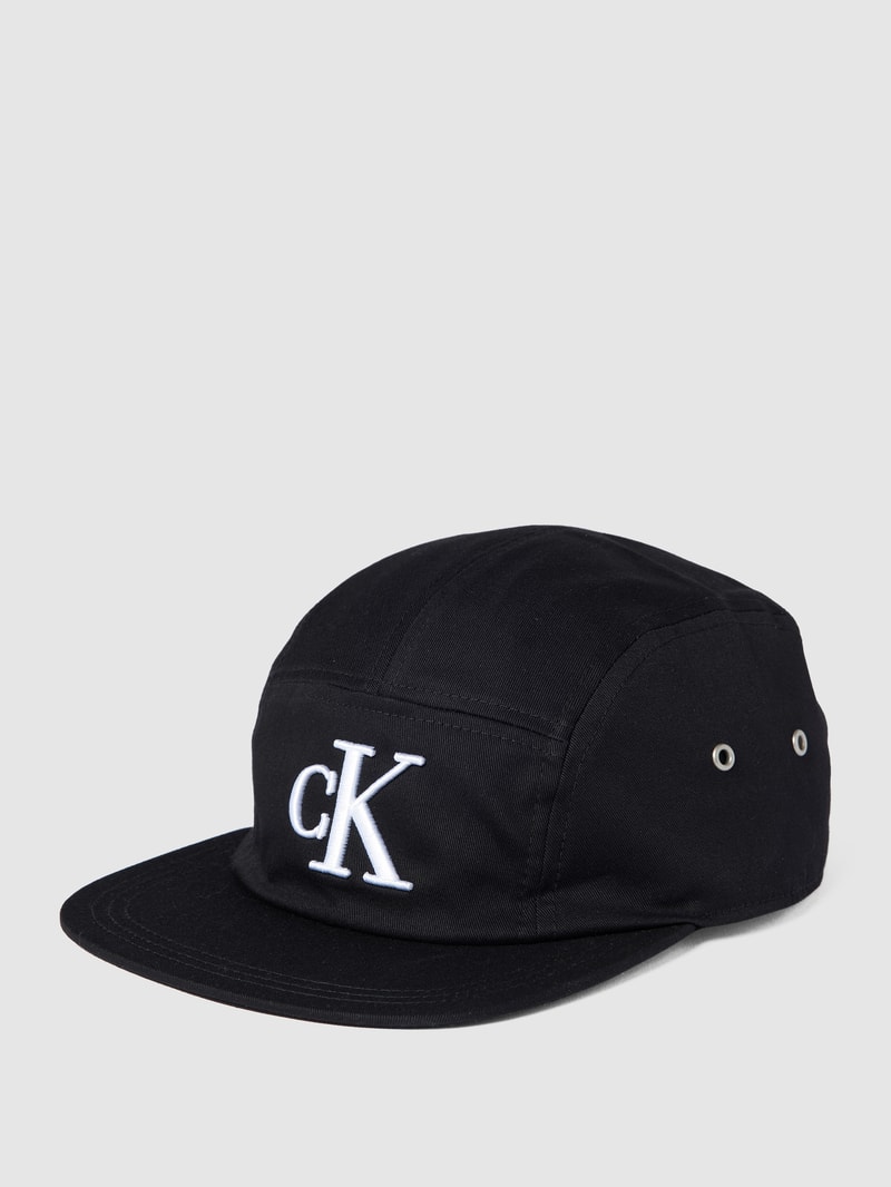 Cap mit kontrastivem Label-Stitching in schwarz