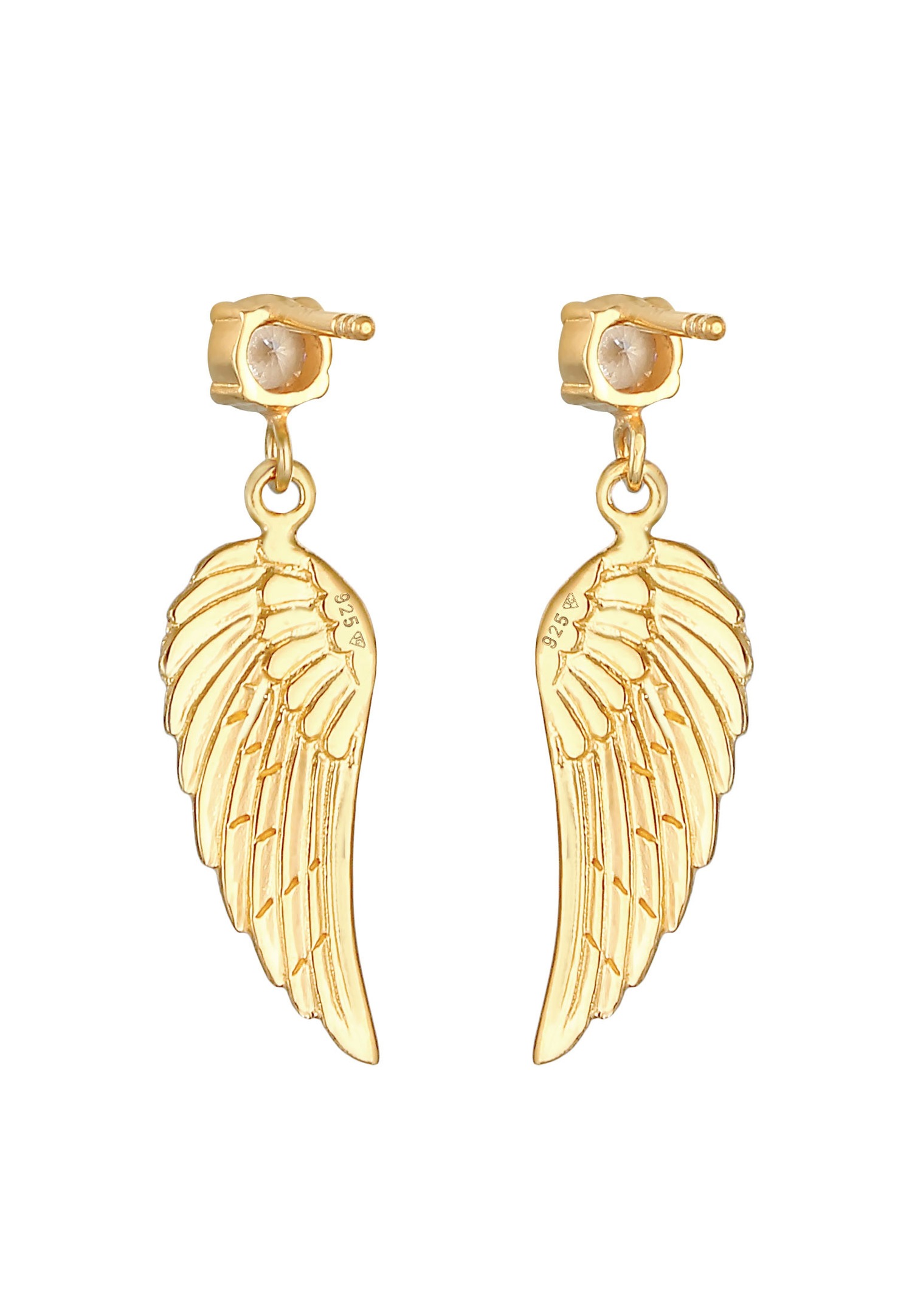 Boucles d'oreilles Nenalina pour femme « Ailes », ornées de pierres de zircone cubique et symbolisant la foi, en argent sterling 925.