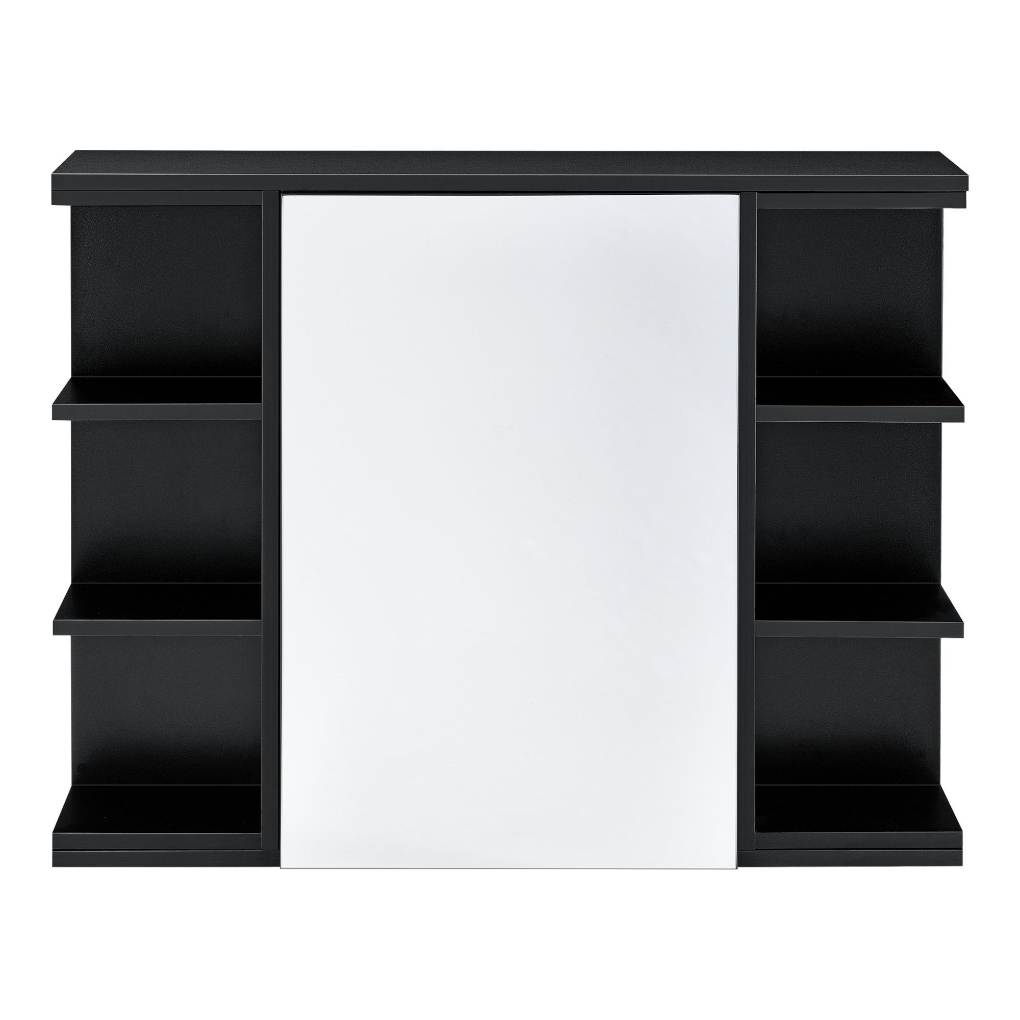 en.casa Badezimmerspiegelschrank Harstad Wandschrank mit verspiegelter Tür 64x80x20 cm Schwarz