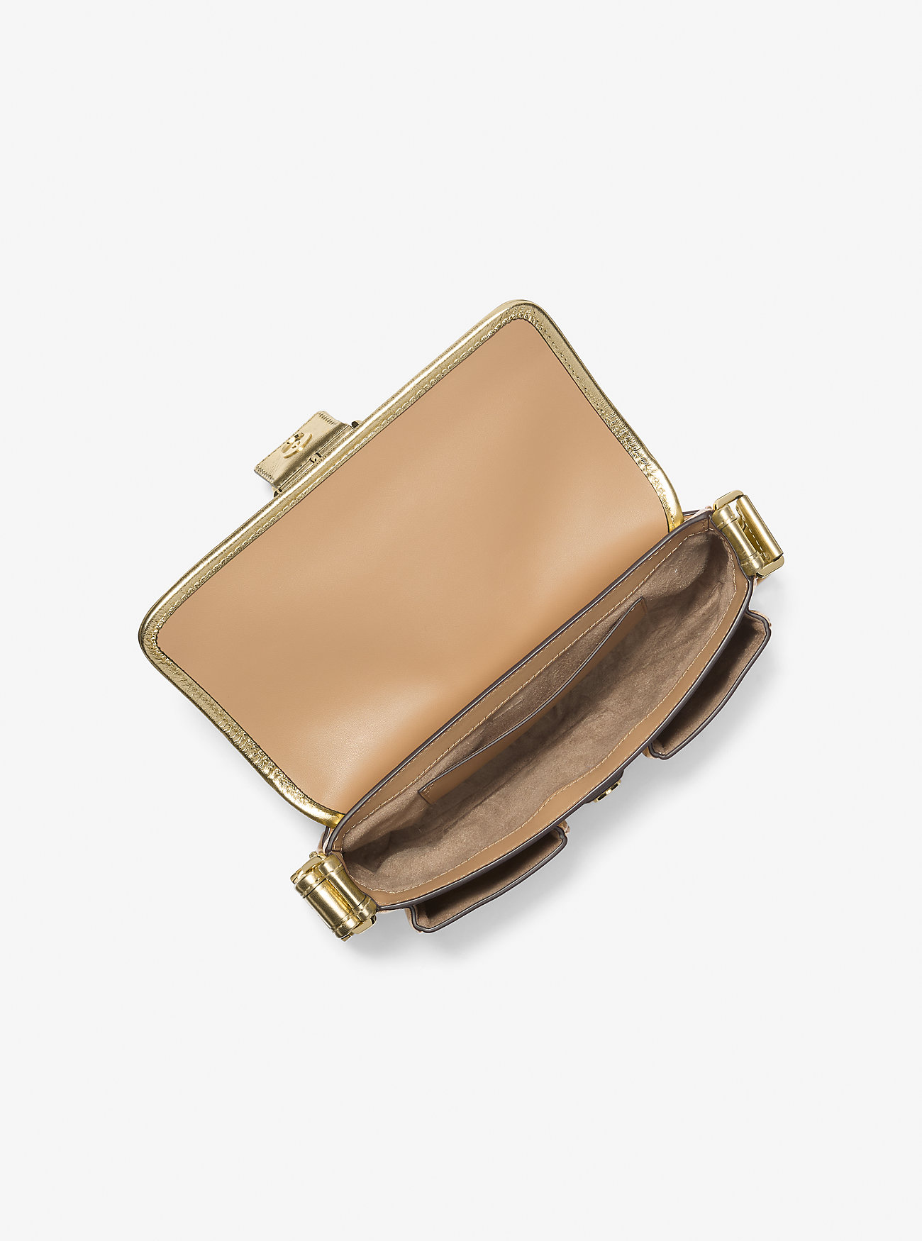 Colby Medium Metallic Leather Shoulder Bag - PALE GOLD