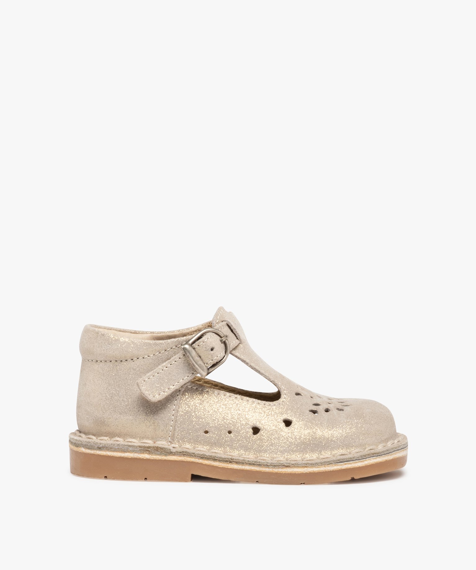 Babies bébé fille dessus cuir uni motifs perforés or | GEMO