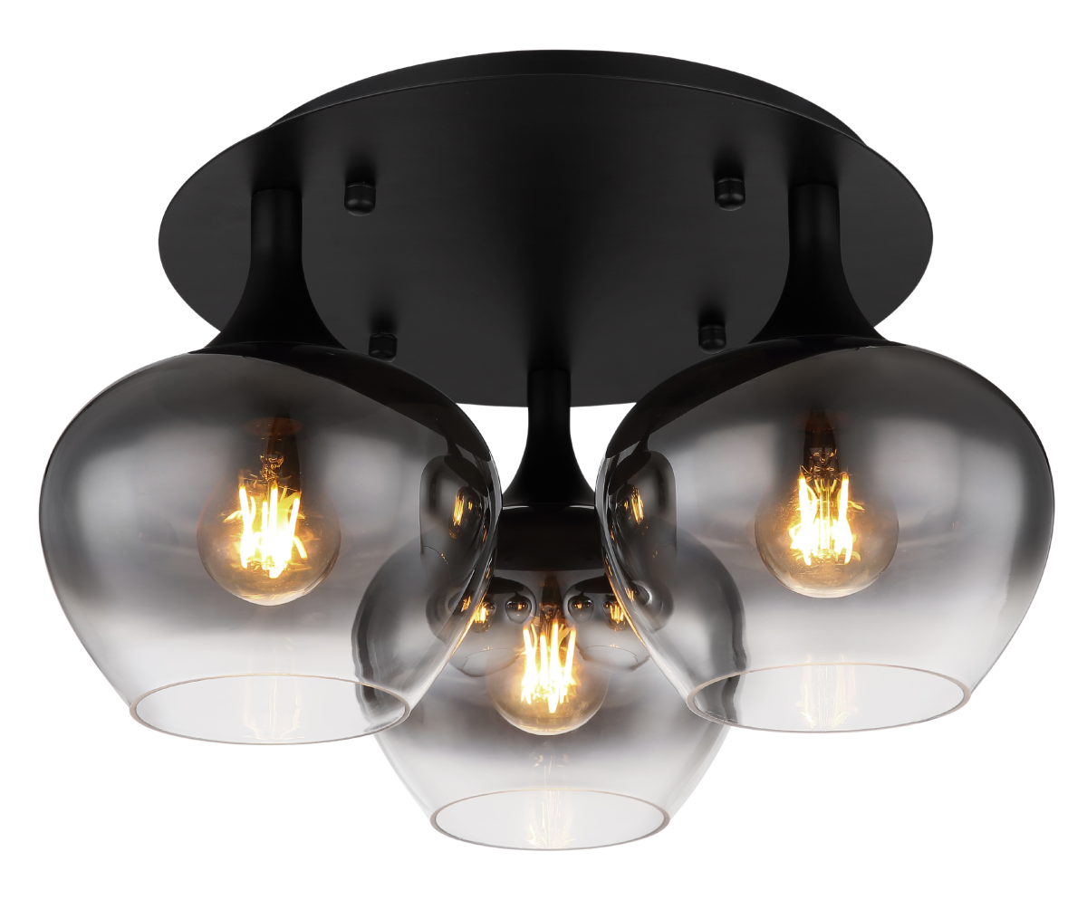 Globo 3-flg Deckenleuchte Maxy Rauchglas