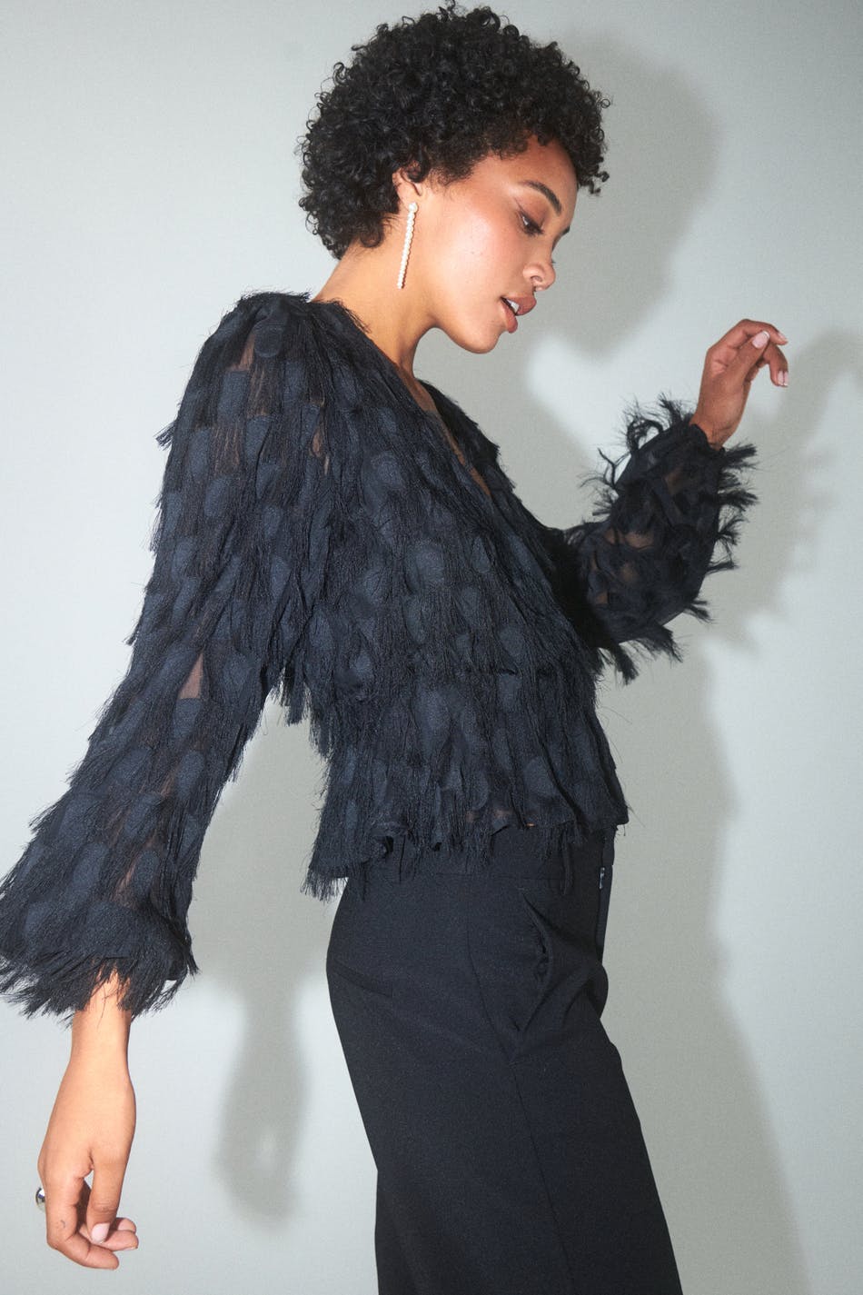 Fluffy wrap blouse
