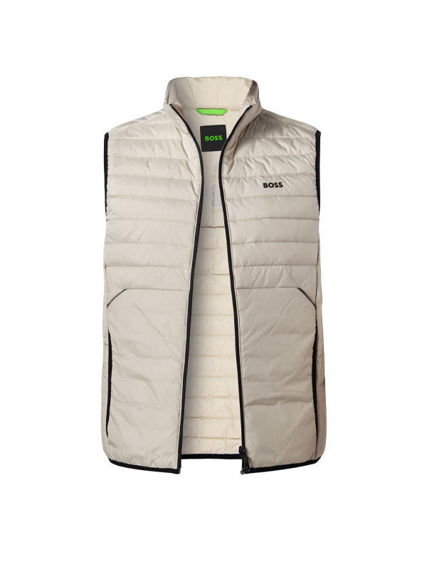 BOSS Green, Steppweste, Mikrofaser wasserabweisend, hellbeige