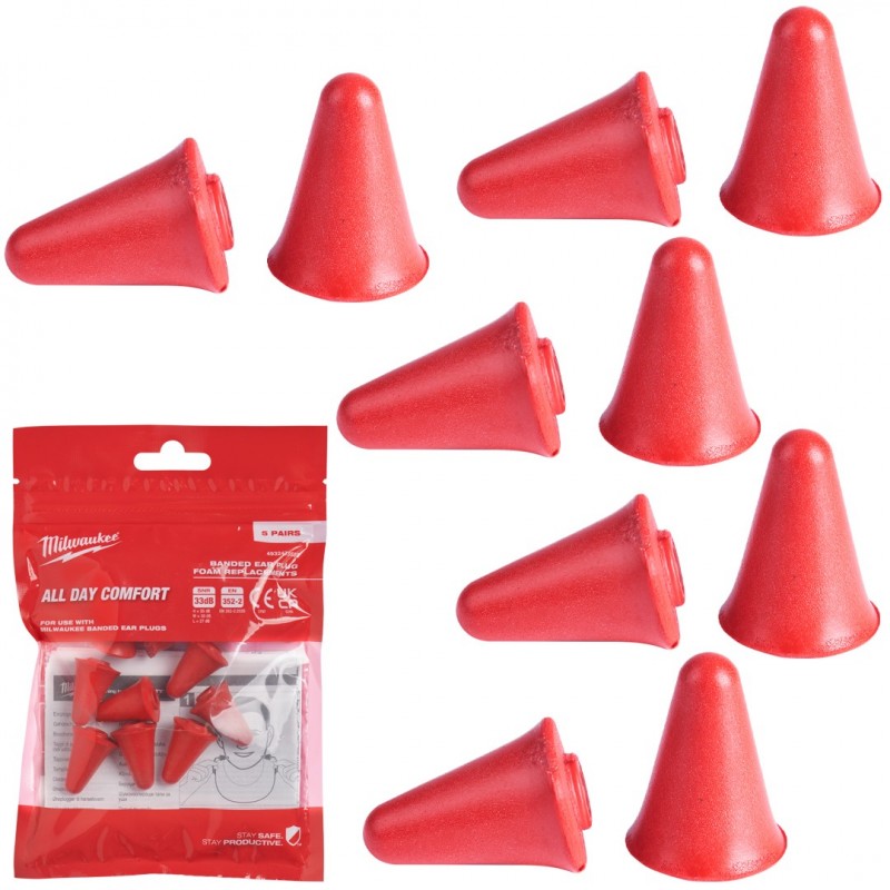 Tapones para los oídos de espuma de repuesto Milwaukee Accessories 4932478550 - 5 pares