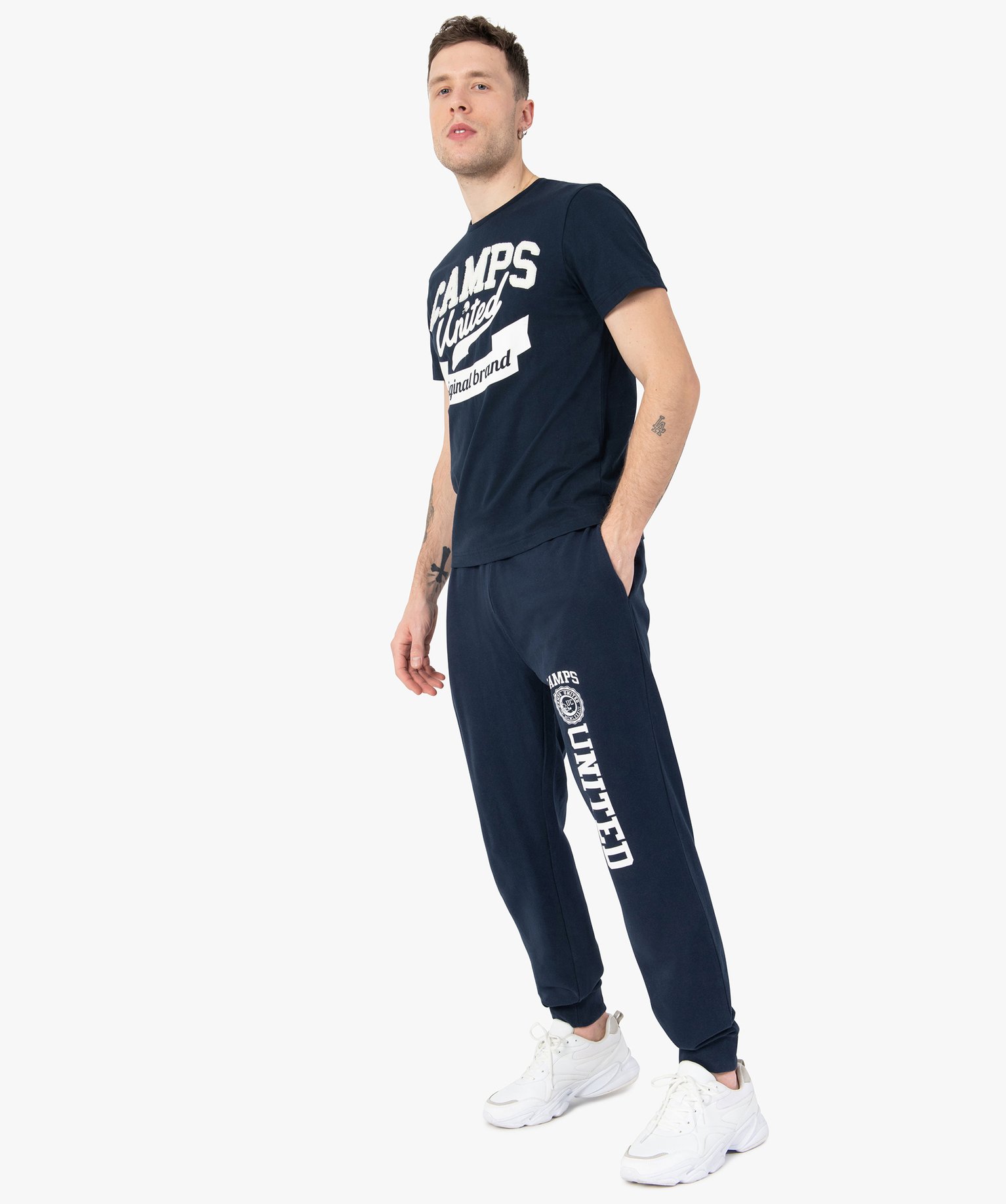 Tee-shirt homme à manches courtes avec inscription – Camp... bleu | GEMO