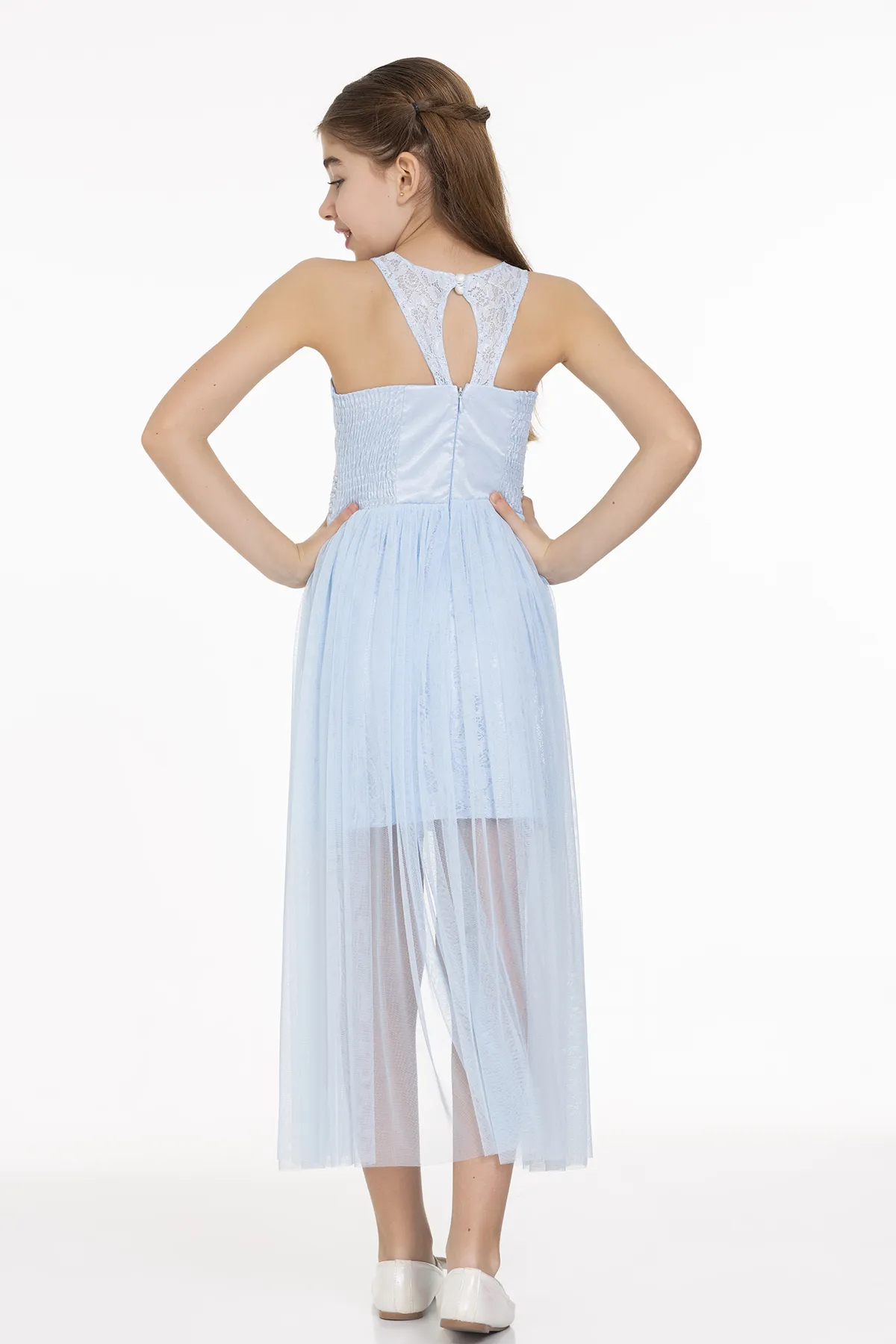 AHENGİM  Trendiges Abendkleid für Mädchen aus Perlenstein-Tüll Ak2229