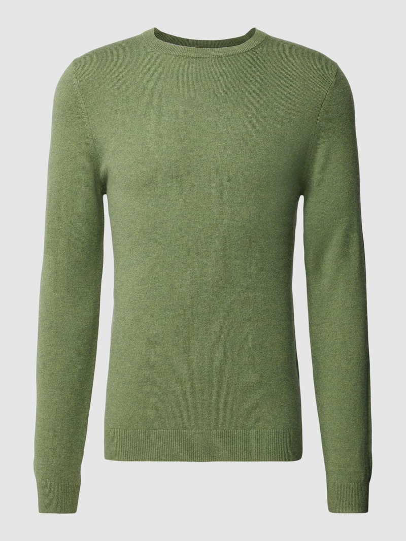 Strickpullover in melierter Optik in schilf meliert