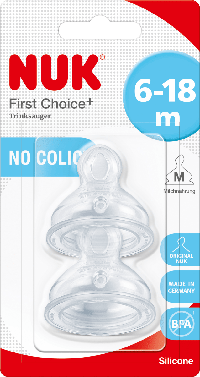 Trinksauger First Choice+ Silikon, Gr. M (Milch), 6-18 Monate, 2 St